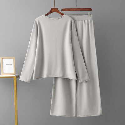 HLBCBG pavasara rudens trikotāžas sieviešu džemperi treniņtērpi, sadalīti sieviešu džemperis, džemperis + platas bikses, 2/divu gabalu komplekti