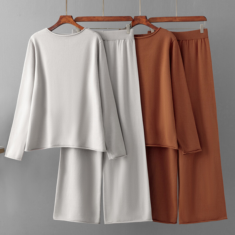 HLBCBG pavasara rudens trikotāžas sieviešu džemperi treniņtērpi, sadalīti sieviešu džemperis, džemperis + platas bikses, 2/divu gabalu komplekti