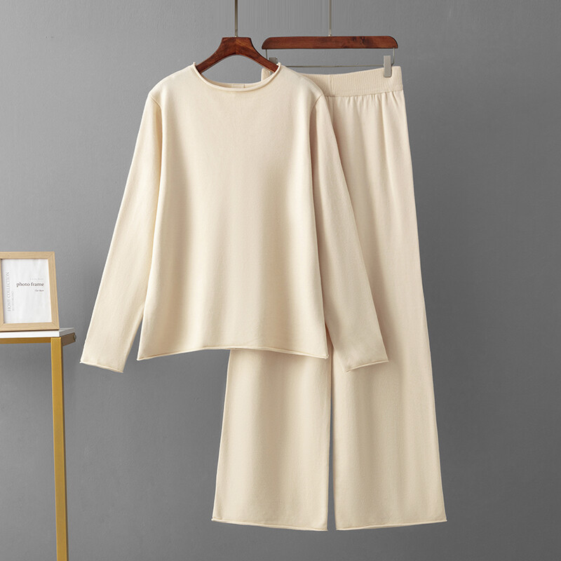 HLBCBG pavasara rudens trikotāžas sieviešu džemperi treniņtērpi, sadalīti sieviešu džemperis, džemperis + platas bikses, 2/divu gabalu komplekti