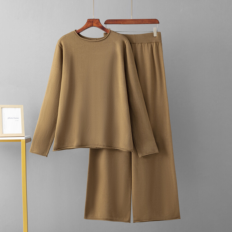 HLBCBG pavasara rudens trikotāžas sieviešu džemperi treniņtērpi, sadalīti sieviešu džemperis, džemperis + platas bikses, 2/divu gabalu komplekti