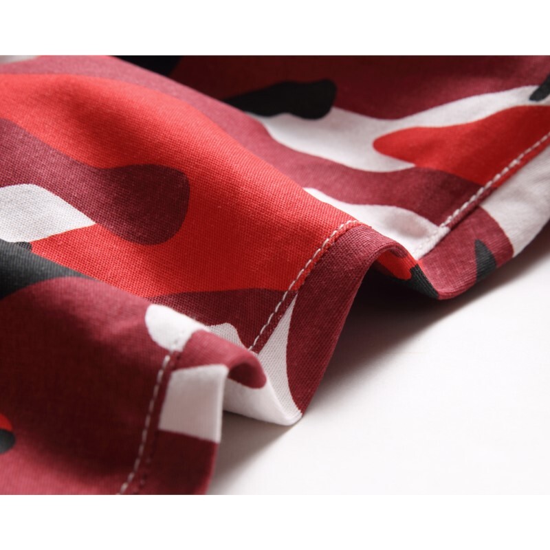 Punane kamuflaaž meeste teksapüksid sirge mood Kvaliteetne pidu lahedad püksid pestud harem Trend armee püksid