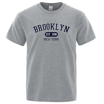 Brooklyn Est.1998 New York Letter Print Μπλουζάκια Ανδρικά Γυναικεία Casual κοντομάνικα μπλουζάκια μόδας που αναπνέουν Βαμβακερά μπλουζάκια μεγάλου μεγέθους