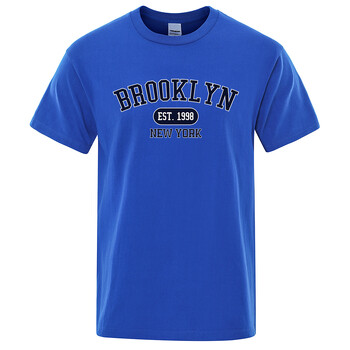 Brooklyn Est.1998 New York Letter Print Μπλουζάκια Ανδρικά Γυναικεία Casual κοντομάνικα μπλουζάκια μόδας που αναπνέουν Βαμβακερά μπλουζάκια μεγάλου μεγέθους