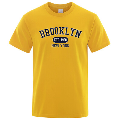 Brooklyn Est.1998 Ņujorka ar burtu apdruku T krekli Vīriešu Sieviešu ikdienišķs ar īsām piedurknēm Elpojoši modes topi Kokvilnas lielizmēra T-krekli