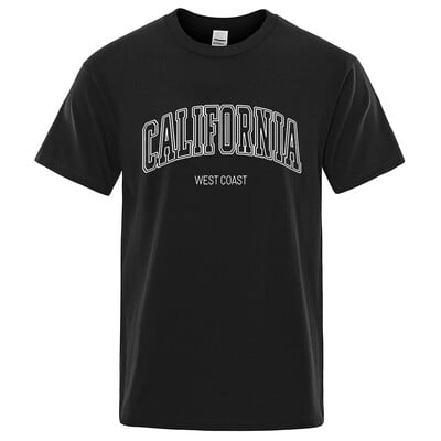 California West Coast Street Letter Tops Meeste Hip Hop Crewneck Tee riided T-särk Suvine hingav T-särk Street Cotton T-särk