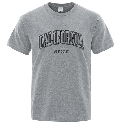 Kalifornijas Rietumkrasta ielas burtu topi Vīriešu hiphopa t-krekls T-krekls Vasaras elpojošs T-krekls Street kokvilnas krekls