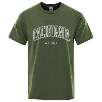 Kalifornijas Rietumkrasta ielas burtu topi Vīriešu hiphopa t-krekls T-krekls Vasaras elpojošs T-krekls Street kokvilnas krekls