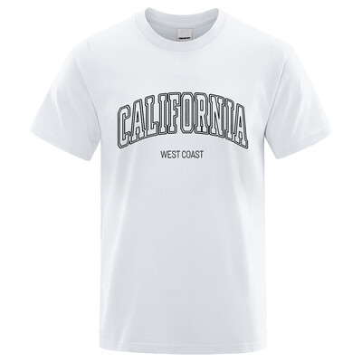 Kalifornijas Rietumkrasta ielas burtu topi Vīriešu hiphopa t-krekls T-krekls Vasaras elpojošs T-krekls Street kokvilnas krekls