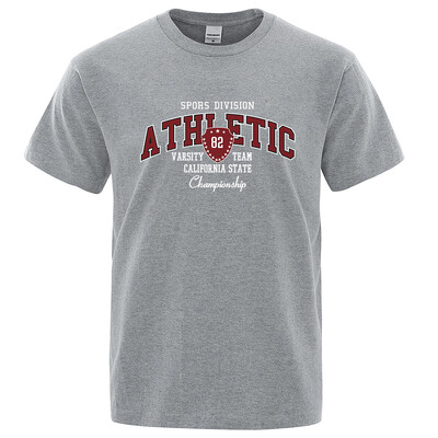 Athletic 82 Varsity Team Kalifornijas štata vīriešu T krekls Vasaras Streetwear Ikdienas zīmola T-krekli Apģērbi T-krekli Kokvilnas elpojoši topi