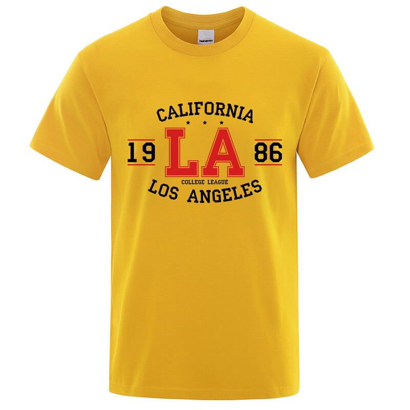 California 1986 Los Angeles, mees, naiste T-särgid Hip Hop lahtine särk USA linna tänavatopsid hingav puuvillane ülisuur riietus