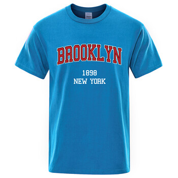 Brooklyn 1898 New York City Letter Prints Μπλουζάκι Ανδρικά Γυναικεία Ρούχα T-Shirts Φαρδιά καλοκαιρινή μπλούζα Βαμβακερό αναπνεύσιμο κοντό μανίκι