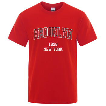 Brooklyn 1898 New York City Letter Prints Μπλουζάκι Ανδρικά Γυναικεία Ρούχα T-Shirts Φαρδιά καλοκαιρινή μπλούζα Βαμβακερό αναπνεύσιμο κοντό μανίκι