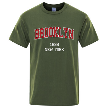 Brooklyn 1898 New York City Letter Prints Μπλουζάκι Ανδρικά Γυναικεία Ρούχα T-Shirts Φαρδιά καλοκαιρινή μπλούζα Βαμβακερό αναπνεύσιμο κοντό μανίκι