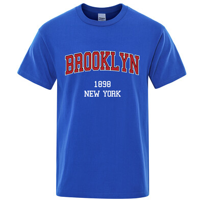 Brooklyn 1898 New York City Burtu apdrukas T krekls Vīriešu Sieviešu Apģērbs T-krekli Brīvi Vasaras Tkrekls Kokvilnas elpojošs īsām piedurknēm
