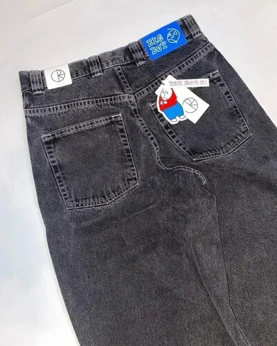 Hip Hop Big Boy Jeans Y2K Hlače Streetwear Gothic Cartoon Vez Retro Plave Baggy Jeans Punk Rock Široke hlače visokog struka