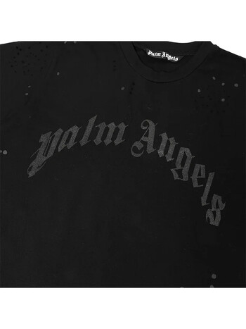 Palm Angels Summer Fashion Trend Ink Splash Holes Do Old Design γράμματα με εμπριμέ κοντομάνικο T-shirt Ανδρικά και γυναικεία βαμβακερά μπλουζάκια