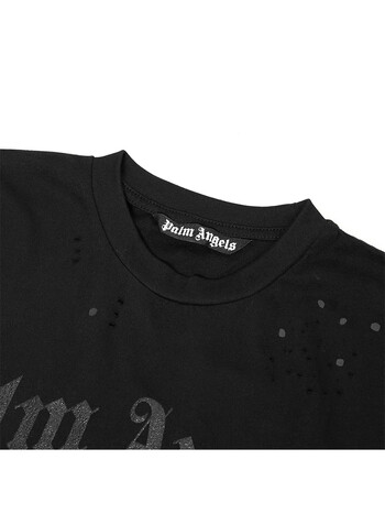 Palm Angels Summer Fashion Trend Ink Splash Holes Do Old Design γράμματα με εμπριμέ κοντομάνικο T-shirt Ανδρικά και γυναικεία βαμβακερά μπλουζάκια