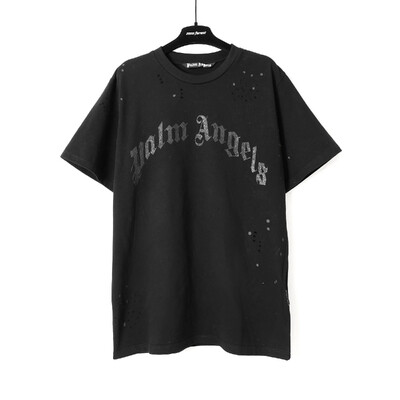 Palm Angels Summer Fashion Trend Ink Splash Holes Do Old Design Burti Apdrukāti T-krekli ar īsām piedurknēm Vīriešu un sieviešu kokvilnas topi