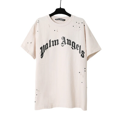 Palm Angels Summer Fashion Trend Ink Splash Holes Do Old Design Burti Apdrukāti T-krekli ar īsām piedurknēm Vīriešu un sieviešu kokvilnas topi