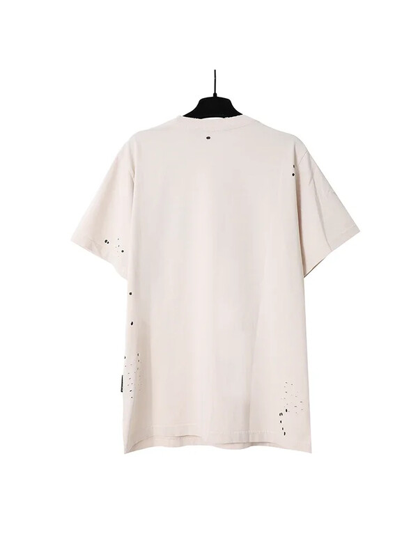 Palm Angels Summer Fashion Trend Ink Splash Holes Do Old Design Burti Apdrukāti T-krekli ar īsām piedurknēm Vīriešu un sieviešu kokvilnas topi