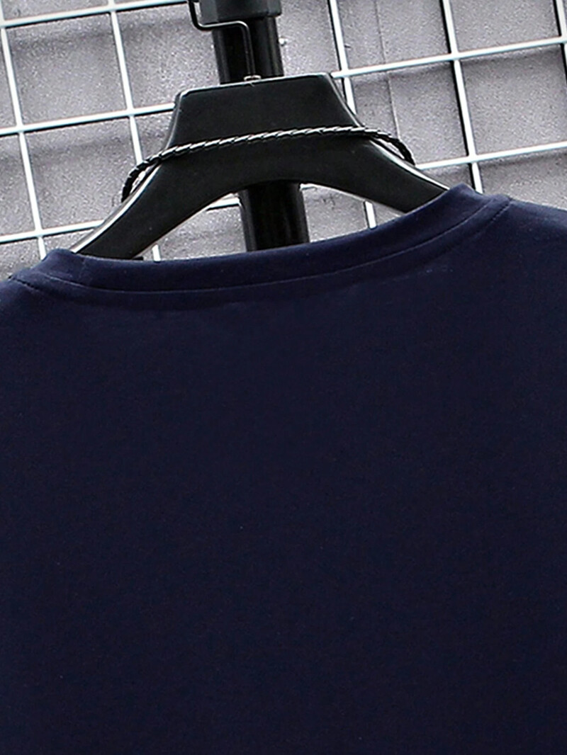 Мъжка тениска от 100% памук, летен свободен размер, удобна тениска с принт на букви PARIS, ежедневна спортна тениска с кръгло деколте и къси ръкави