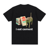 I Eat Cement Cursed Cat Funny Meme T krekls vīriešiem Sieviešu Modes Ikdienas T krekli Vīriešu Lielizmēra Kokvilnas T-kreklu Topi