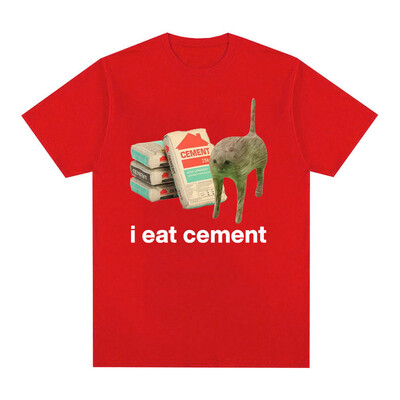 I Eat Cement Cursed Cat Funny Meme T krekls vīriešiem Sieviešu Modes Ikdienas T krekli Vīriešu Lielizmēra Kokvilnas T-kreklu Topi
