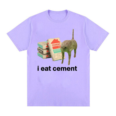 I Eat Cement Cursed Cat Funny Meme T krekls vīriešiem Sieviešu Modes Ikdienas T krekli Vīriešu Lielizmēra Kokvilnas T-kreklu Topi