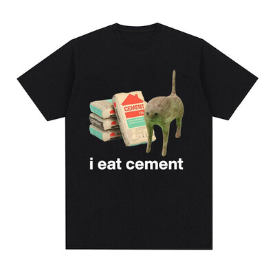I Eat Cement Cursed Cat Funny Meme T krekls vīriešiem Sieviešu Modes Ikdienas T krekli Vīriešu Lielizmēra Kokvilnas T-kreklu Topi
