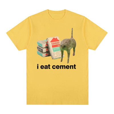 I Eat Cement Cursed Cat Funny Meme T krekls vīriešiem Sieviešu Modes Ikdienas T krekli Vīriešu Lielizmēra Kokvilnas T-kreklu Topi