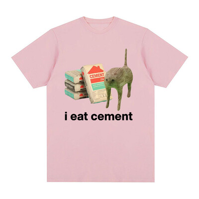 I Eat Cement Cursed Cat Funny Meme T krekls vīriešiem Sieviešu Modes Ikdienas T krekli Vīriešu Lielizmēra Kokvilnas T-kreklu Topi