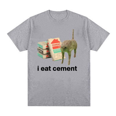 I Eat Cement Cursed Cat Funny Meme T krekls vīriešiem Sieviešu Modes Ikdienas T krekli Vīriešu Lielizmēra Kokvilnas T-kreklu Topi