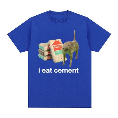 I Eat Cement Cursed Cat Funny Meme T krekls vīriešiem Sieviešu Modes Ikdienas T krekli Vīriešu Lielizmēra Kokvilnas T-kreklu Topi