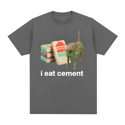 I Eat Cement Cursed Cat Funny Meme T krekls vīriešiem Sieviešu Modes Ikdienas T krekli Vīriešu Lielizmēra Kokvilnas T-kreklu Topi