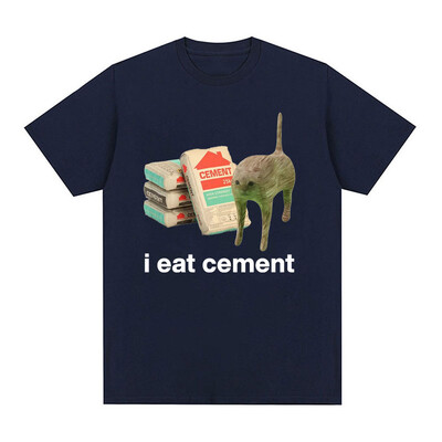 I Eat Cement Cursed Cat Funny Meme T krekls vīriešiem Sieviešu Modes Ikdienas T krekli Vīriešu Lielizmēra Kokvilnas T-kreklu Topi