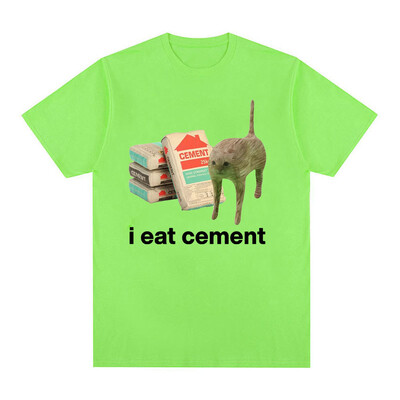 I Eat Cement Cursed Cat Funny Meme T krekls vīriešiem Sieviešu Modes Ikdienas T krekli Vīriešu Lielizmēra Kokvilnas T-kreklu Topi