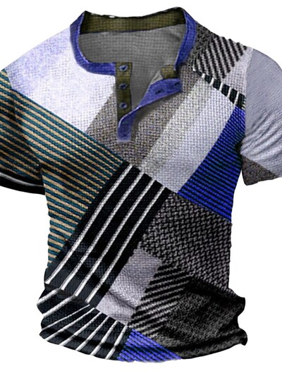 Suvine vintage meeste särk Ristitrükiga lühikeste varrukatega vabaaja V-kaelusega nööbiga Suur meeste lapiline T-särk ruuduline tops Tänavarõivad