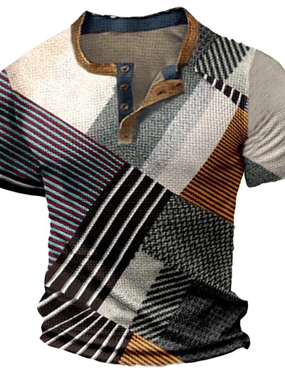 Suvine vintage meeste särk Ristitrükiga lühikeste varrukatega vabaaja V-kaelusega nööbiga Suur meeste lapiline T-särk ruuduline tops Tänavarõivad