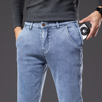 Thicken New Fleece Jeans Fo Ανδρικά ρούχα Casual Παντελόνι Ζεστό Μόδα Stretch Λούτρινο Αντρικό ίσιο βελούδινο τζιν παντελόνι