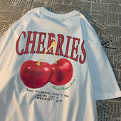 Cherries Cosh Valentine Naljakad T-särgid Mehed Naiste Suvine Puuvillane Vabaajarõivad Crewneck Tee riided Suuremõõduline lahtine paariline T-särk