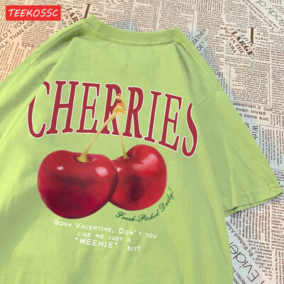 Cherries Cosh Valentine Naljakad T-särgid Mehed Naiste Suvine Puuvillane Vabaajarõivad Crewneck Tee riided Suuremõõduline lahtine paariline T-särk
