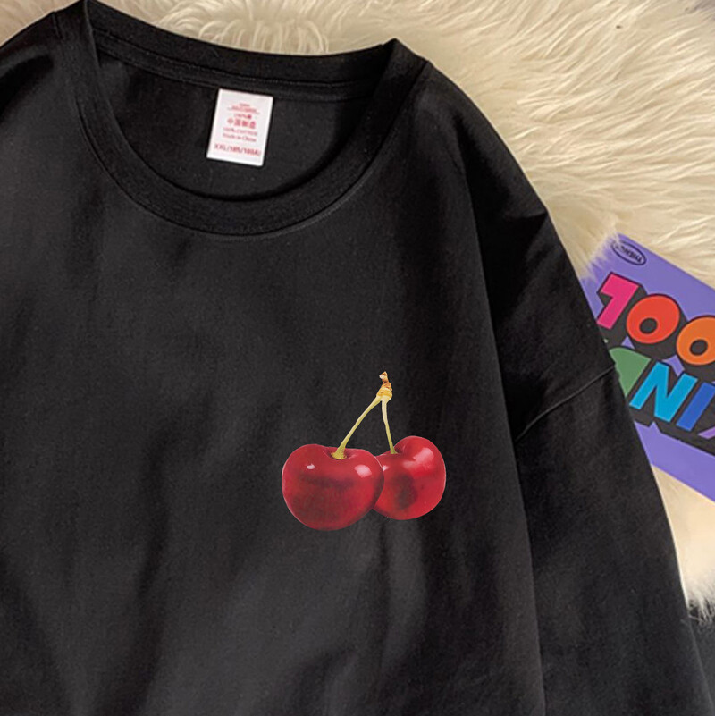 Cherries Cosh Valentine Naljakad T-särgid Mehed Naiste Suvine Puuvillane Vabaajarõivad Crewneck Tee riided Suuremõõduline lahtine paariline T-särk