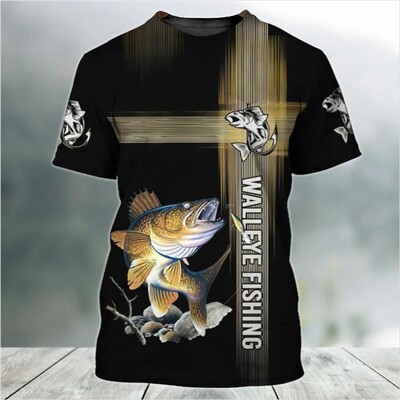 Modes 3D karpu makšķerēšana vīriešu sieviešu vasaras ielas krekls moderns All Game O veida kakla ar īsām piedurknēm Lielizmēra vīriešu T krekls Vīriešu receklis