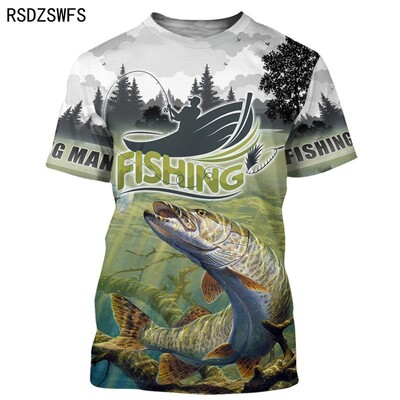 Modes 3D karpu makšķerēšana vīriešu sieviešu vasaras ielas krekls moderns All Game O veida kakla ar īsām piedurknēm Lielizmēra vīriešu T krekls Vīriešu receklis