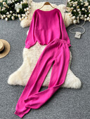 SINGREINY korejiešu ikdienas komplekti sievietēm ar O veida kakla adīšanas puloveru džemperis + zīmuļa bikses ar augstu vidukli. Pamata rudens ziemas tērpi