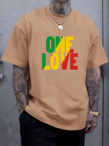 Ανδρικό μπλουζάκι One Love Rasta Τζαμαϊκανής Reggae Style Summer Daily Casual Ανδρικό μπλουζάκι Outdoor Street Fashion Ανδρικό κοντομάνικο μπλουζάκι