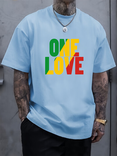 One Love Rasta Jamaican Reggae Style Мъжка тениска Лятна ежедневна ежедневна мъжка тениска Улична мода на открито Мъжко горнище с къс ръкав