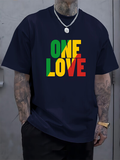 One Love Rasta Jamaican Reggae Style Мъжка тениска Лятна ежедневна ежедневна мъжка тениска Улична мода на открито Мъжко горнище с къс ръкав