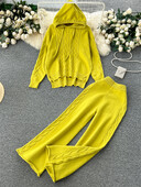 SINGREINY ziemas sieviešu silti, trikotāžas kostīmi, brīvi savelkami ar kapuci, džemperis + platas kājas garas bikses modes sporta divdaļīgie komplekti