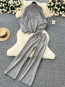 SINGREINY modes adīšanas džemperu komplekti, statīvs apkakle, brīvi topi + elastīgas jostasvietas garās bikses sievietēm rudens silti, divu gabalu uzvalki